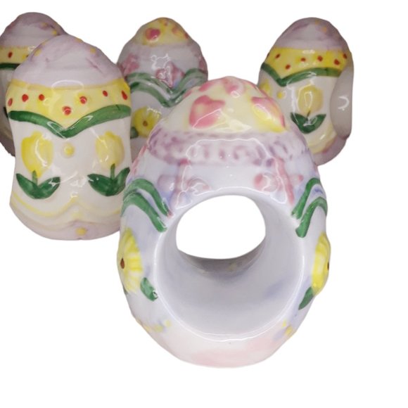 Easter Egg Ceramic Napkin Rings Set of Six - Picture 3 of 6